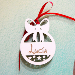 Bola de navidad "Adorno de madera" con nombre