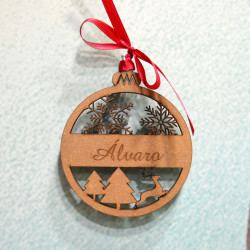 Bola de navidad "Adorno de madera" con nombre