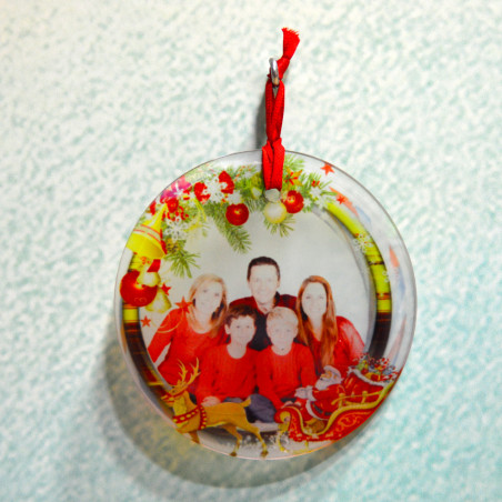 Bola de navidad "Adorno de cristal círculo" con foto