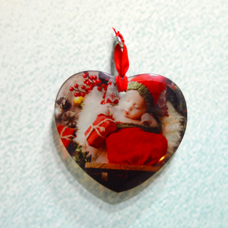 Bola de navidad "Adorno de cristal corazón" con foto