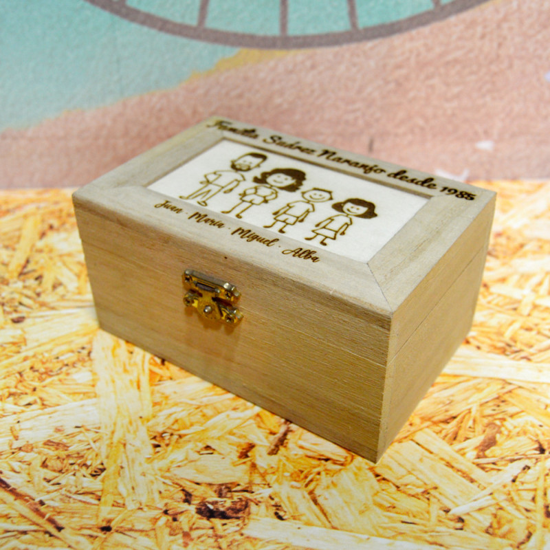 Caja Anillos Doble Ranura Imán Caja De Anillos De Boda Personalizable De Madera - Doble Ranura, Con