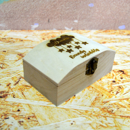 Caja de madera personalizada "Tapa ovalada" recuerdos