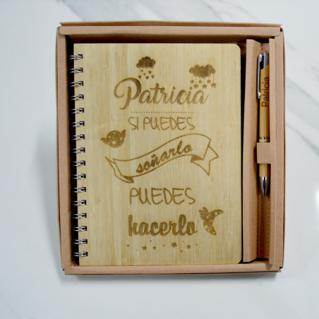 Libreta con bolígrafo de madera (Soñarlo)