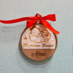 Bola de navidad "Adorno de madera 2D" con nombre