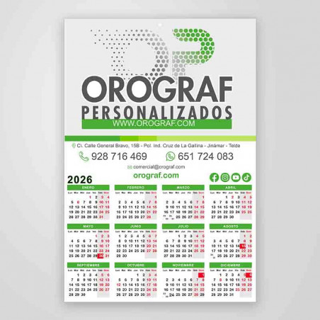 Calendarios de lámina A4 comercial