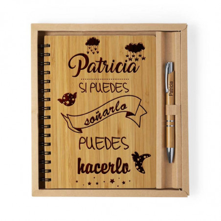 Libreta con bolígrafo de madera (Soñarlo)