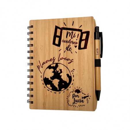 Libreta con bolígrafo de madera (Planes locos)