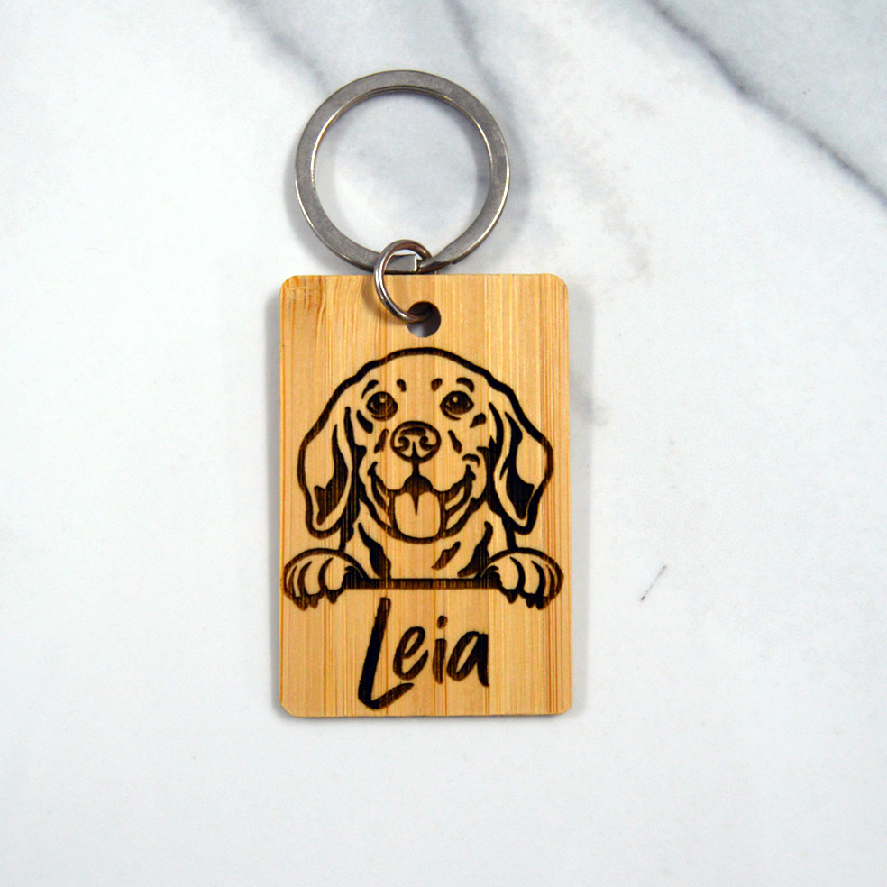 Llavero perro personalizado madera